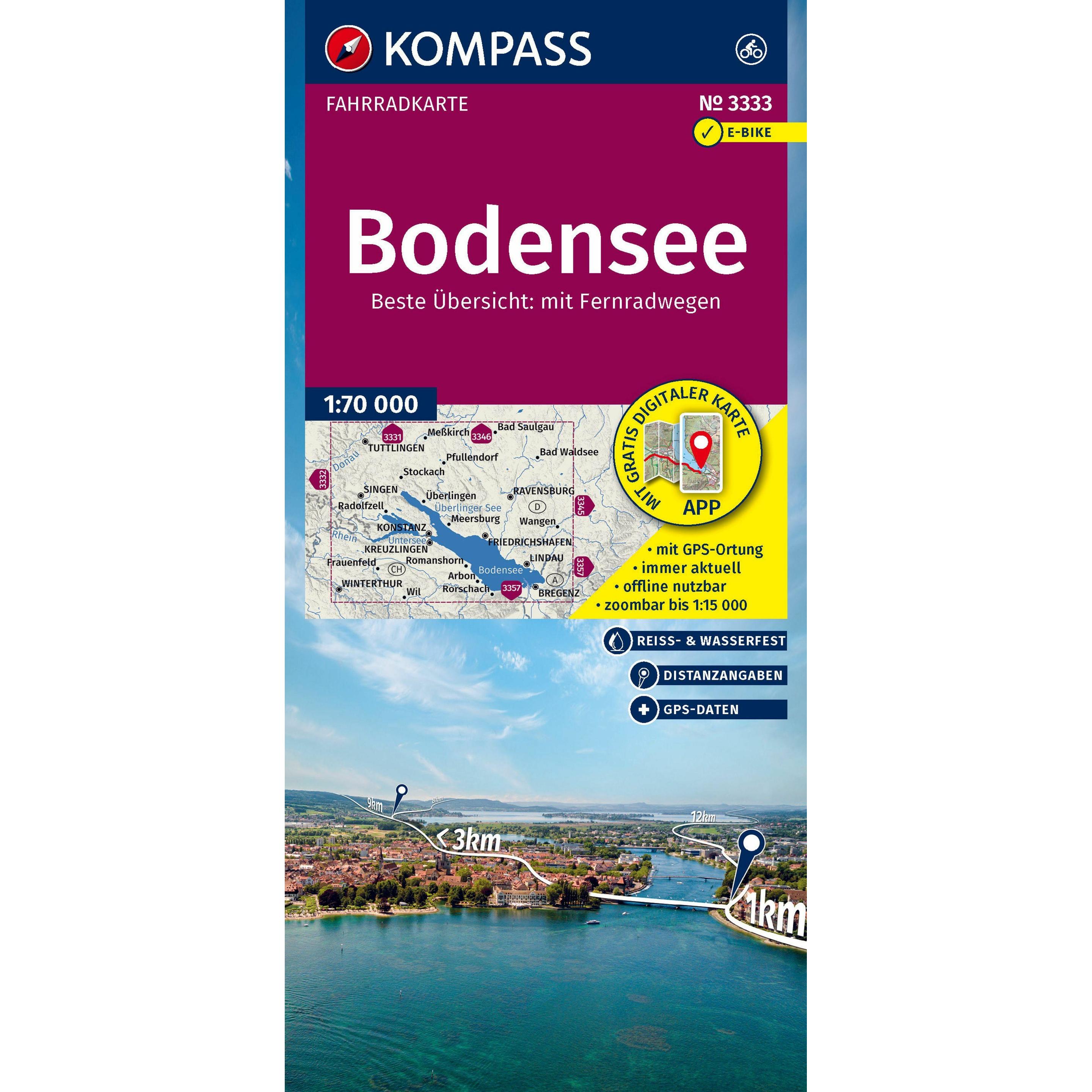 Kompass Fahrradkarte 3333 Bodensee 1:70.000 (55710528)