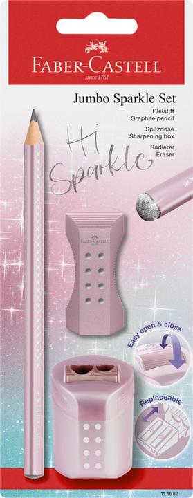 Produktbild Faber-Castell Jumbo Sparkle Set Bleistifte 3er Komplettset Rose Metallic (3 x)