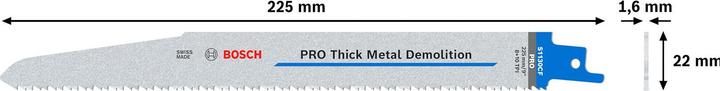 Immagine prodotto Bosch Professional Zubehör Lama PRO per demolizione metalli spessi S1130CF, 1,6 x 22 x 225 mm, 5 pezzi.