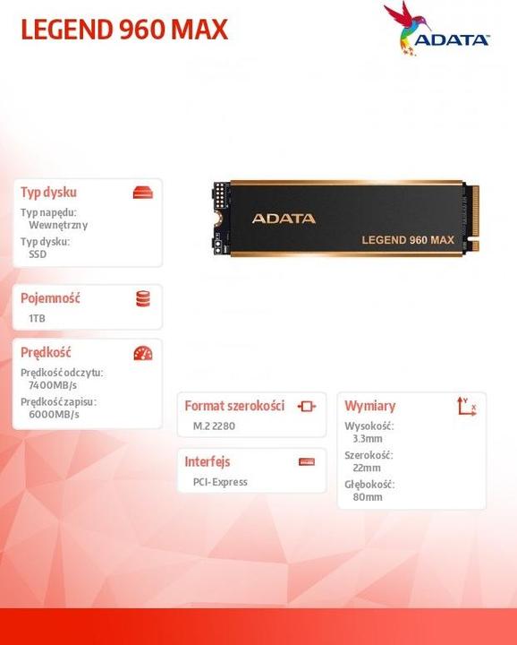 Actual product image Adata Legend 960 Max (1000 GB, M.2 2280)
