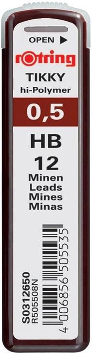 Rotring Schreibmine Tikky Schwarz, 0.5 mm (12 Stück, Schwarz, 0.50 mm)