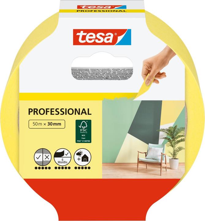 Actual product image tesa Malerkrepp PROFESSIONAL, Malerband für besonders präzises Abkleben (30 mm)