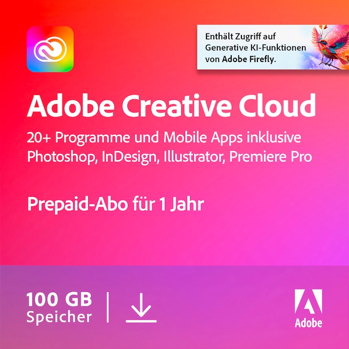 Adobe Creative Cloud Individual (1 Utilisateur, 1 Périphériques/Utilisateurs, 12 mois)
