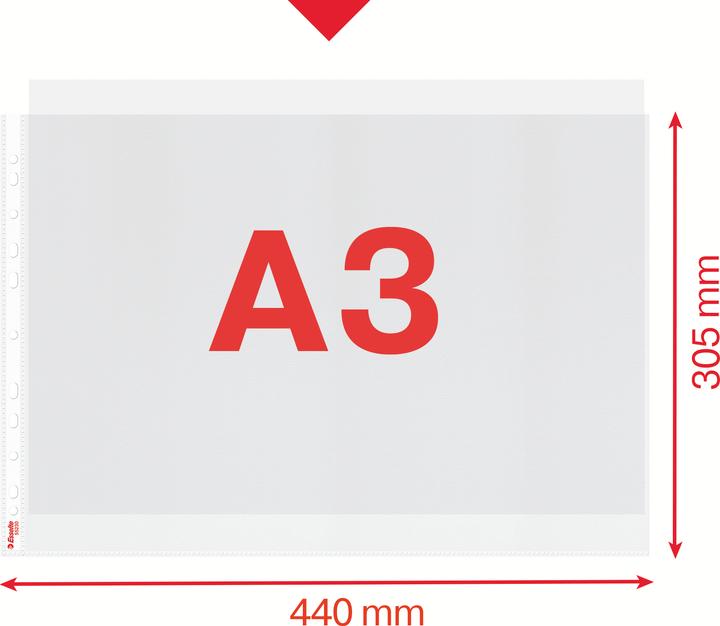 Produktbild Dymo Esselte Prospekthülle Standard Plus, DIN A3 quer, PP, 0,09mm genarbt, farblos, oben offen, dokumente (A3, 1 x)
