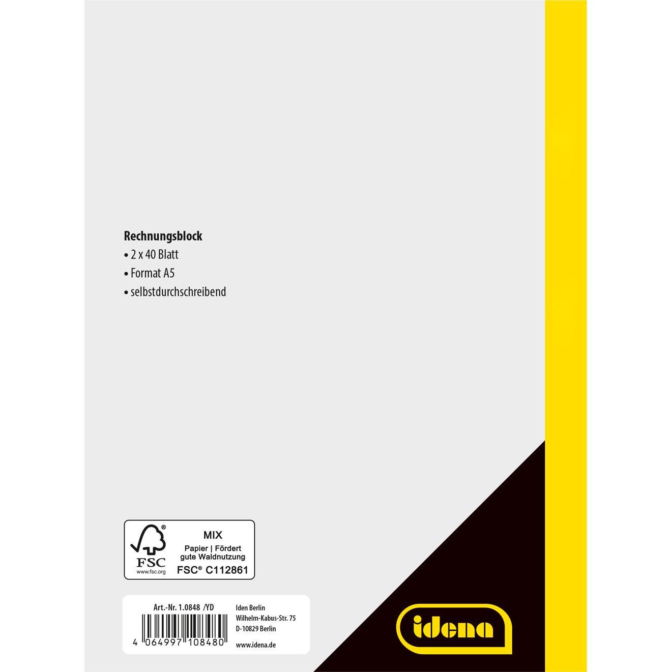 Thumbnail - Idena, Formular, Rechnungsbuch A5 2x40 Blatt FSC-Mix (80 x)
