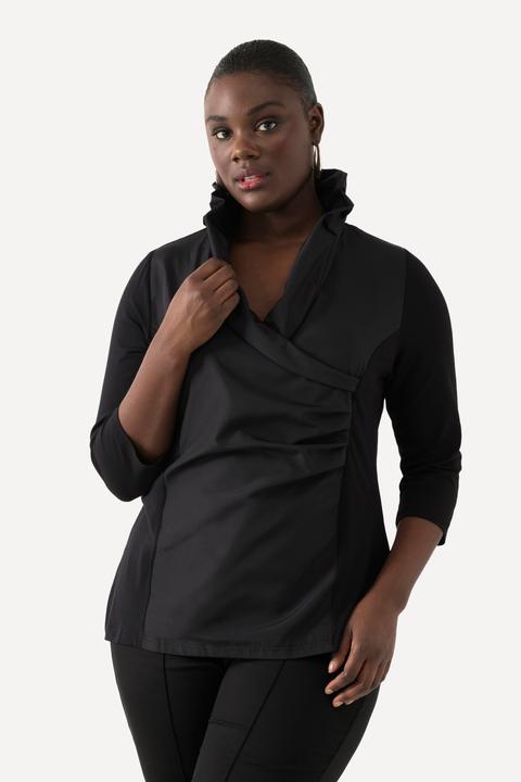 Produktbild Ulla Popken Shirt, Taft-Kragen, Classic, V-Ausschnitt, 3/4-Arm (58)