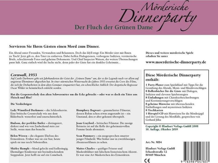 Immagine prodotto Cena omicida - La Maledizione della Signora Verde (Tedesco)