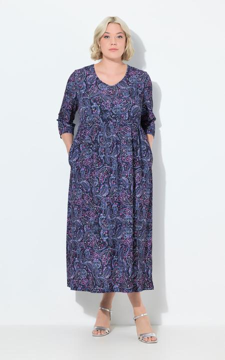 Image du produit Ulla Popken Robe en jersey, coupe évasée. Décolleté en V et manches 3/4 (42, 44)