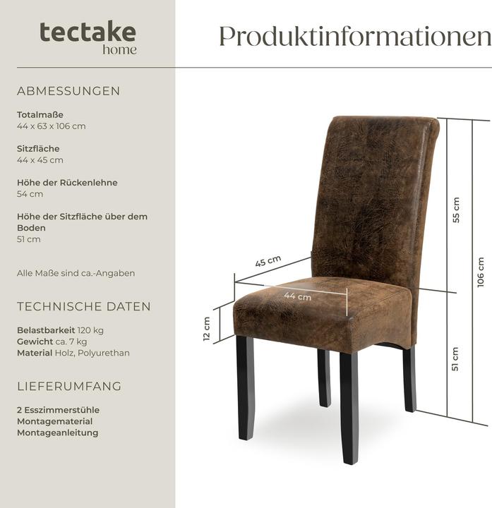 Image du produit tectake 2x Esszimmerstuhl