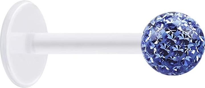 Immagine prodotto Star Piercing Micro Labret trasparente con sfera di cristallo di colore azzurro e strato protettivo epossidico (Acciaio chirurgico 316L, senza ottone, Bioflex)