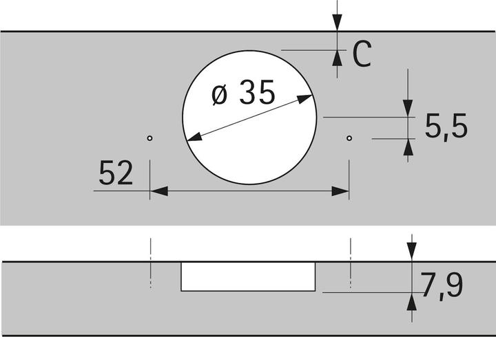 Produktbild Hettich Dünntür Topfband Sensys 8646, Innenband