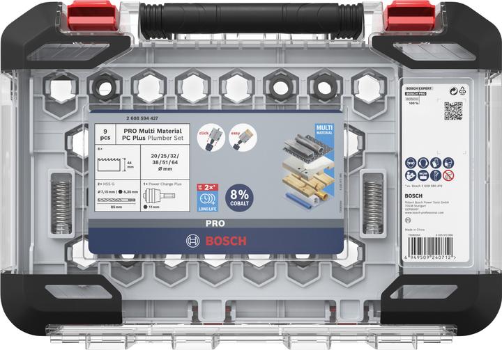 Actual product image Bosch Professional Zubehör PRO Multi Material PC Plus hole saw set, 9 pcs. (64 millimetres, 38 millimetres, 20 millimetres, 25 millimetres, 51 millimetres, 32millimetre)