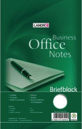 Image du produit Landré Office A5 bloc de papier à lettres collé en tête (A5, Blanc, Couverture rigide)