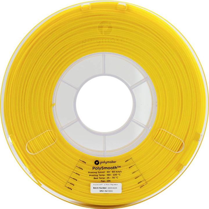 Actual product image Polymaker PJ01007 PolySmooth Filament polishable 1.75 mm 750 g Yellow 1 pc. (PVB, 1.75 mm, 750 g, Yellow)