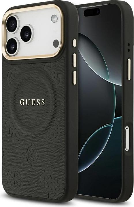 Guess PU Leather Peony Pattern Case für Apple iPhone 17 Pro Max - black (Apple iPhone 17 Pro Max)