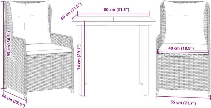 Actual product image vidaXL Garten Essgruppe (80 x 80 x 74 cm)