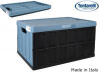 Tontarelli Faltbox mit Deckel 62l schwarz/schieferblau (39 cm, 62 l)