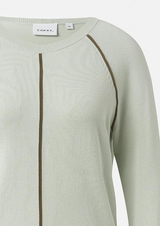 Produktbild Comma Strickpullover Feinstrick-Pullover aus Viskosemix mit Kontrast-Piping-Detail (40)