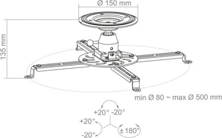 Produktbild Hagor Beamfix II Projektorhalterung Zimmerdecke Edelstahl (Decke)