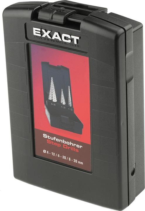 Actual product image Exact HSS step drill bit set 3 pieces 6 (4 - 12, 4 - 20, 6 - 30)