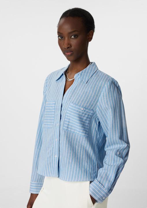 Actual product image Comma Bluse Verkürzte Leinenbluse mit V-Ausschnitt (44)