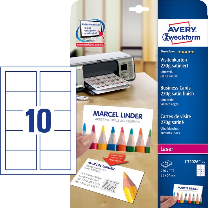 Image du produit Avery Cartes de visite premium (A4, 250 feuilles)