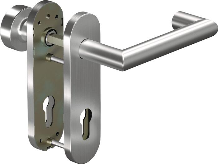 Produktbild Ogro Feuerschutzgarnitur 8907/3020/7051K Aluminium AL D/K für Türstärke 38 - 63 mm PZ abgerundet DIN l... (Türgriff)