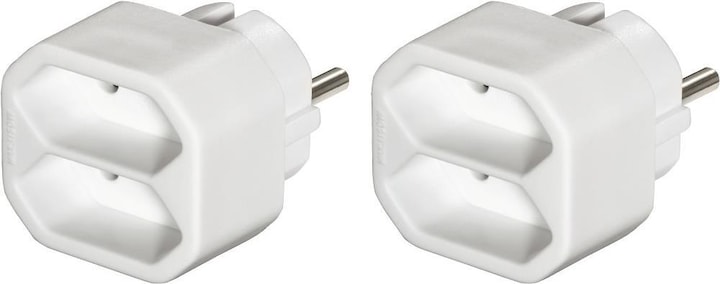 Hama Wandcontactdoosadapter 2-voudig, 2x Euro contactdoos, dubbele verpakking, wit