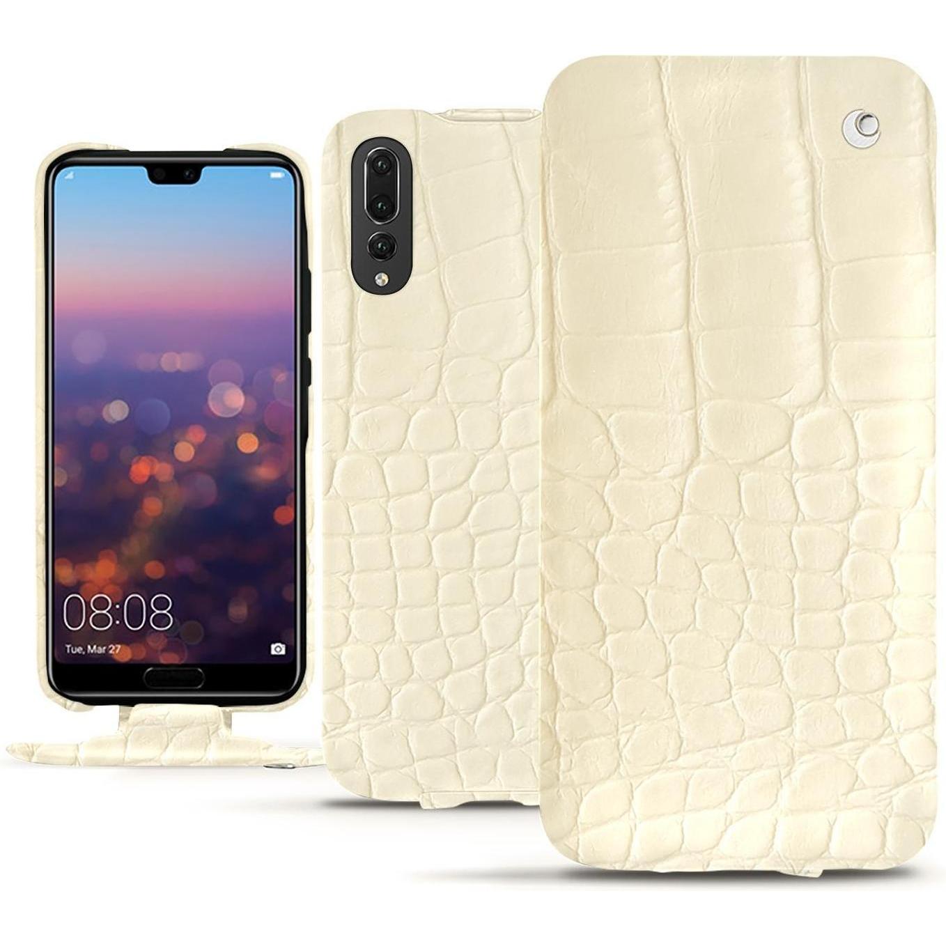 Noreve Lederschutzhülle vertikal (Huawei P20 Pro), Smartphone Hülle, Weiss