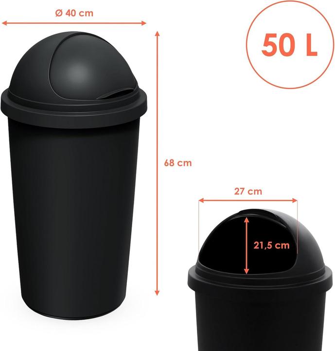 Produktbild Spetebo Abfalleimer mit Schiebedeckel (50 l)