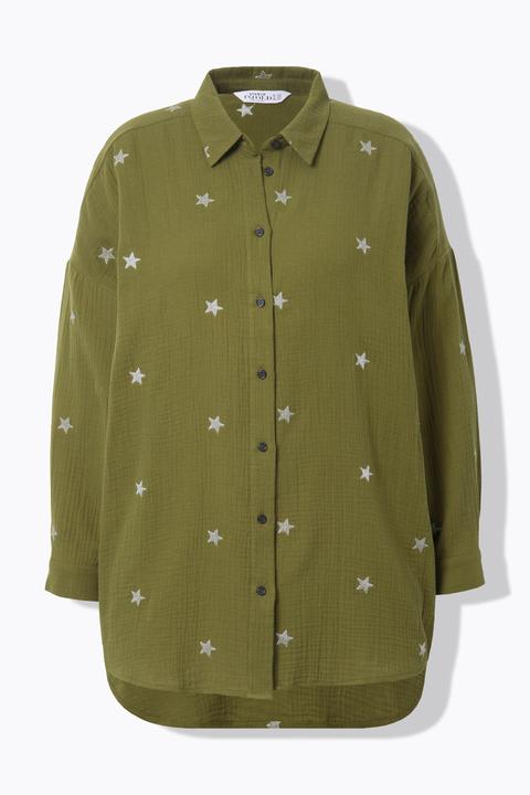 Immagine prodotto Studio Untold Camicia dal taglio oversize in mussola con ricami, collo da camicia e maniche lunghe (46, 48)
