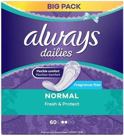Produktbild Always Dailies Normal Fresh & Protect Atmungsaktive Slipeinlagen mit saugfähigem Kern 60 Stück (1 x)