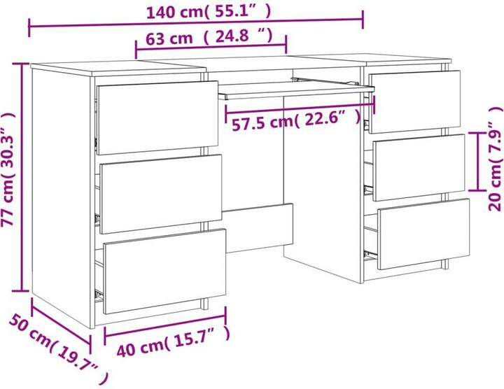 Produktbild VidaXL Jacinda (140 x 50 x 77 cm)