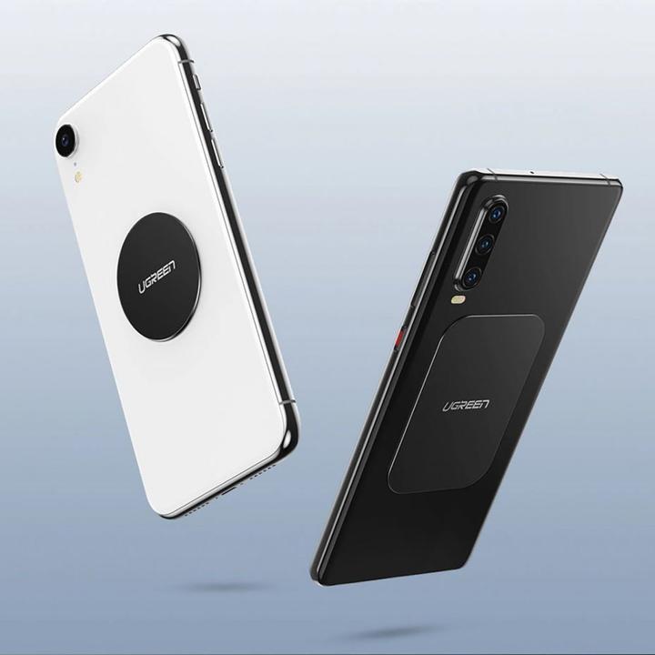 Produktbild Ugreen LP123 60410 round/rectangular metal plates for magnetic phone holders - black (2 pcs)