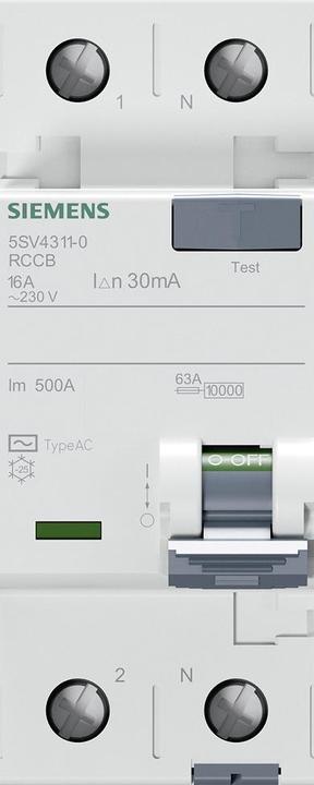 Immagine prodotto Siemens Interruttore FI tipo AC A 30 mA Un AC