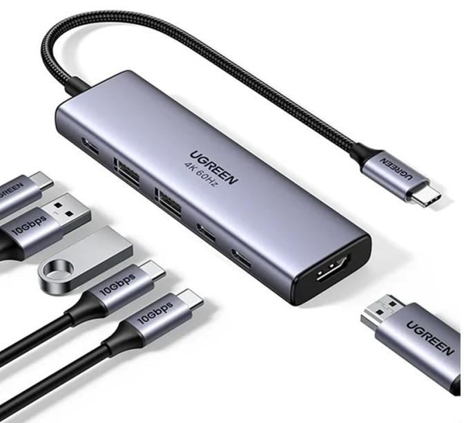 Actual product image Ugreen 6-in-1 USB-C Hub (USB-C, 6 ports)