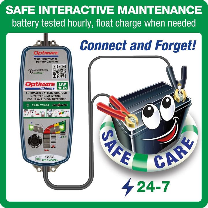 Actual product image Tecmate Optimate Lithium 12.8V - 6A Onderhoudende Acculader Druppellader - TM390 (12V, 6 A)