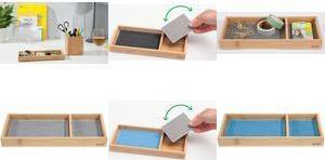 Productafbeelding Sigel Accessoirebakje Eyestyle, bamboe natuur, met twee stoffen inlays met een hoogwaardige