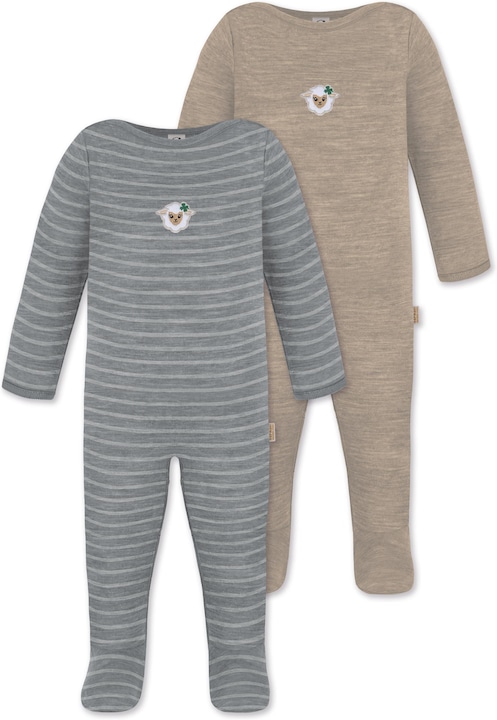 Normani 2er Pack MERINO Baby Merino Strampler „Levin" - 9413