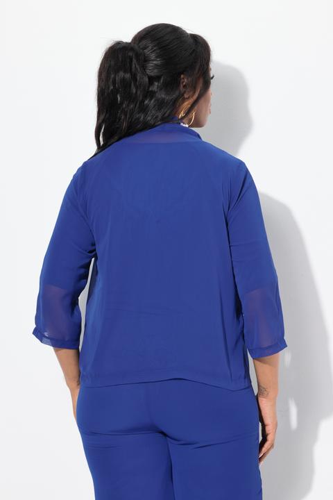 Immagine prodotto Ulla Popken Giacca di chiffon dal taglio oversize con collo a scialle e maniche a 3/4 (42, 44)