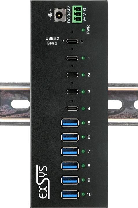 Produktbild Exsys Industrial USB 3.2 Gen 2x1 Hub 10-Port (USB-C, 10 Ports)