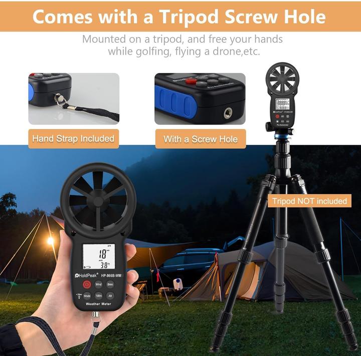 Produktbild Holdpeak Digitales Anemometer für Windgeschwindigkeit & Temperatur