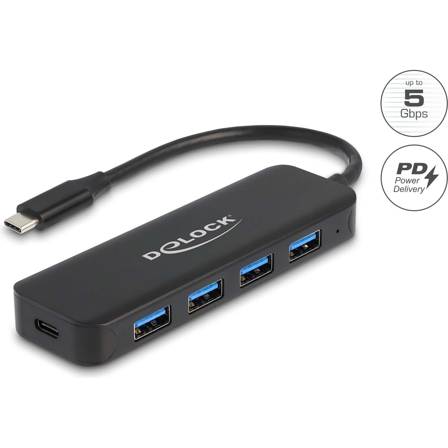 Thumbnail - Delock 64170 (USB-C, 5 Ports), Dockingstation + USB Hub, Schwarz
