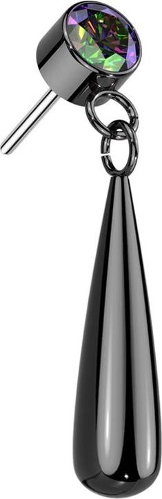 Immagine prodotto Star Piercing Threadless Zylinder schwarz Kristall dunkel multicolor Anhänger Tropfen schwarz (senza ottone, Titanio)