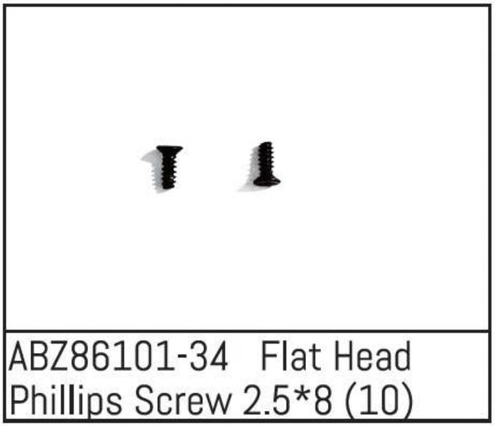 Produktbild Absima Flat Head Phillips Screw 2.5*8 - Mini AMT (10)