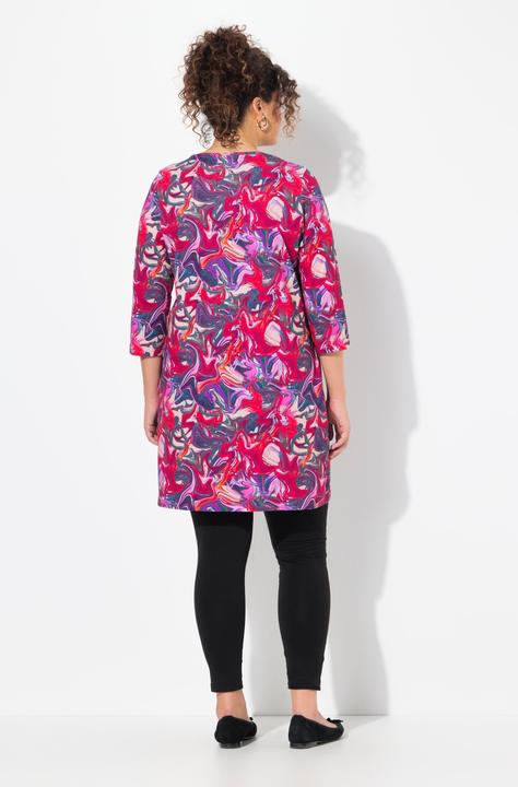 Produktbild Ulla Popken Longshirt, Batikmuster, Zipper, A-Linie, 3/4-Arm (50, 52)