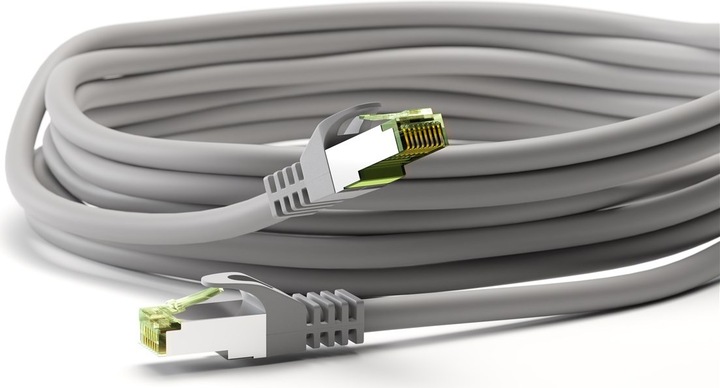 Actual product image Goobay GHMT-certified CAT 8.1 patch cable, S/FTP PiMF, grey (S/FTP, CAT8.1, 1 m)