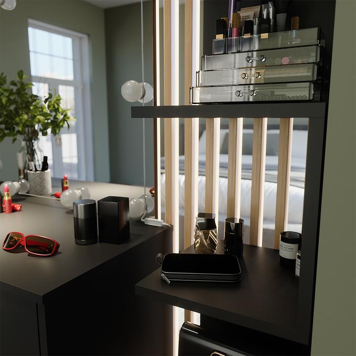 Actual product image Vicco Corner shelf Paolo, Black, 28 x 175.4 cm with 5 compartments