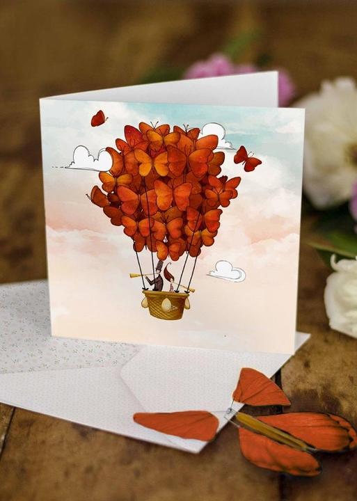 Produktbild Cozywood Quadratische Karte mit einem fliegenden Schmetterlings-Hochzeitsballon (1 Stk.)