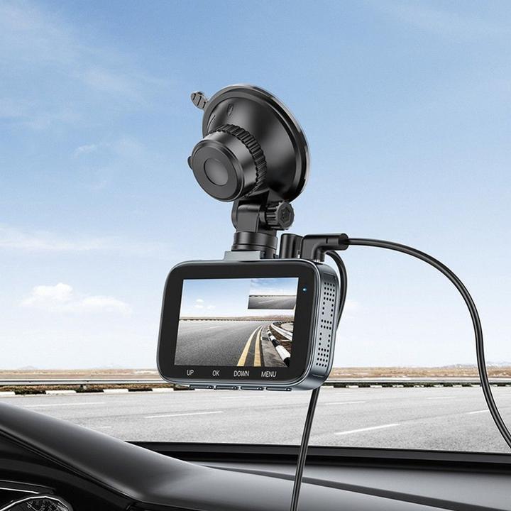 Produktbild Hoco Dash + Rear Camera Driving DV6, 1080P, 3inch LCD, schwarz (Eingebautes Display, Bluetooth, Eingebautes Mikrofon, Full HD)